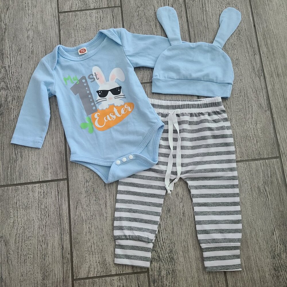 Baby Easter Bunny 3 Piece Outfit Blue Size 70 (6-12M)